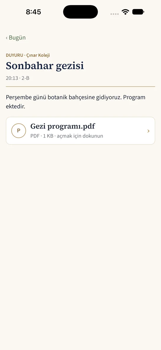 Duyuru ayrıntısı ve ek dosya